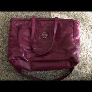 Burgundy coach diaper bag